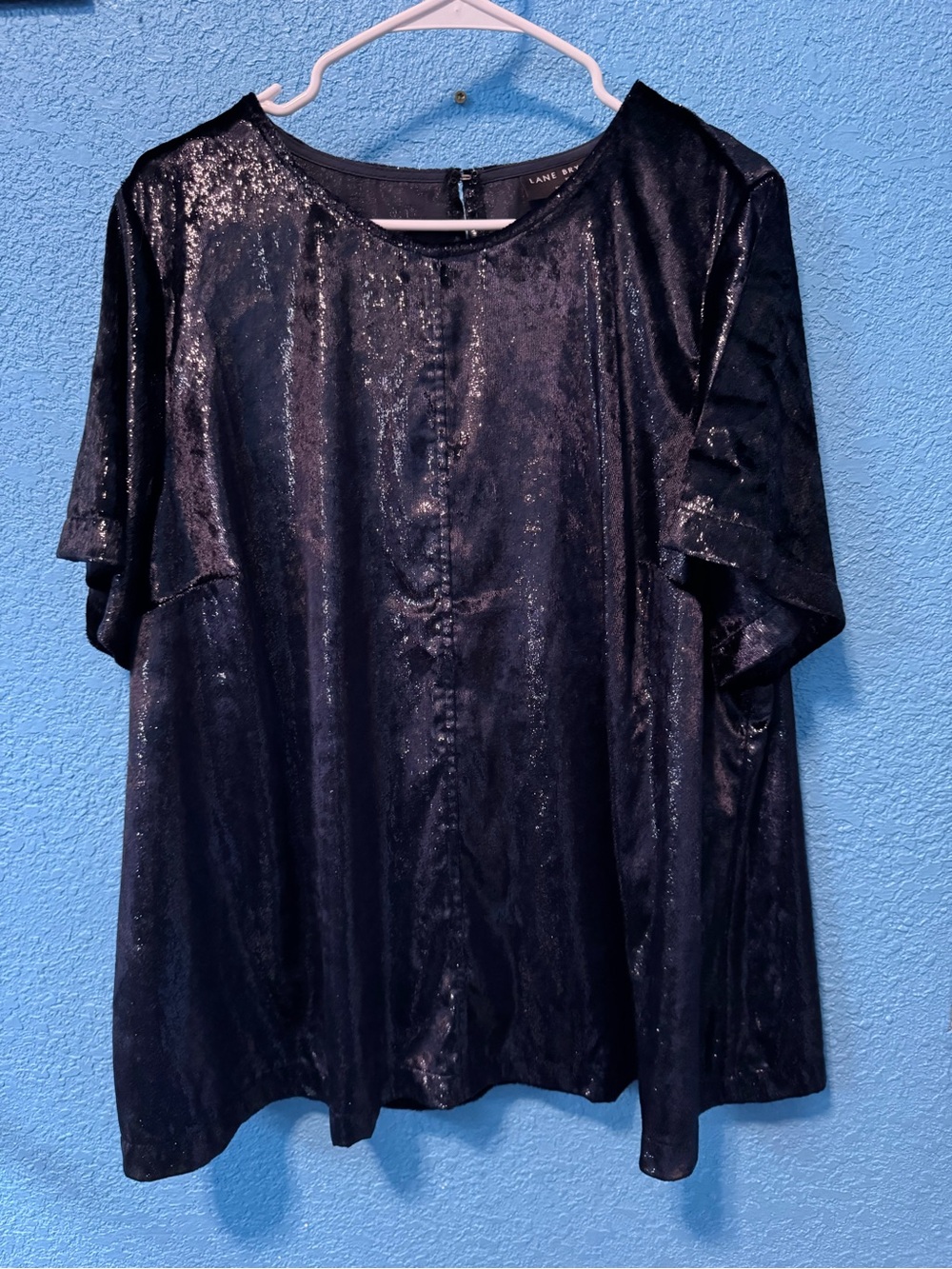 Lane Bryant Black Shimmery Short Sleeve Blouse
